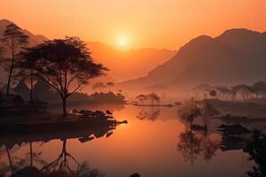 View of beautiful asian landscape photo