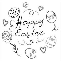 Black and white vector illustration on the theme of easter