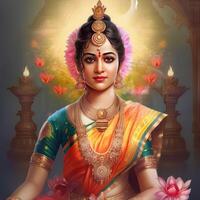 maha lakshmi imágenes descargar mah laxmi diosa en loto imágenes generativo ai foto