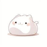 chubby cat on white background anime photo