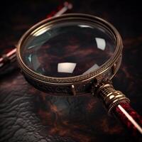 close up of antique magnifying glass hyper-realistic image photo