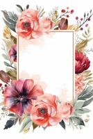 floral square frame white background photo
