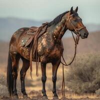 Full body image of brown horse photo