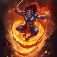 Illustration of Hindu God Hanuman in lanka burning lanka images also called Maruti and Bajrang bali is a Hindu god and a divine vanara companion of the god Rama photo