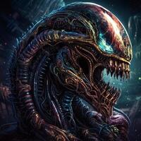 Image of alien portrait dark scary dramatic image photo