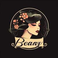 woman face beauty logo on black background photo