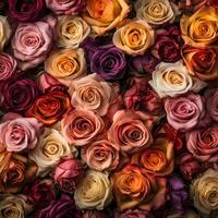 hermosa vistoso múltiple rosas sin costura antecedentes generativo ai foto