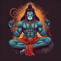 God Hanuman in meditation images photo