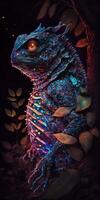 A delicate scary mythological glowing creature in a forest photo