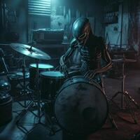drum set psychedelic horror xenomorph ghost dark image photo