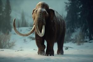 woolly mammoth in the snow photo