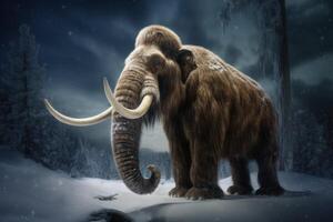 woolly mammoth in the snow image photo