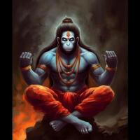Dios Hanuman en meditación imágenes generativo ai foto