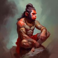 pintura de hindú Dios Hanuman además llamado maruti y bajrang bali es un hindú Dios y un adivinar vanara compañero de el Dios rama generativo ai foto