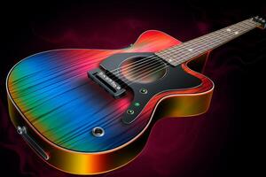 colorful classical guitar cartoon style photo