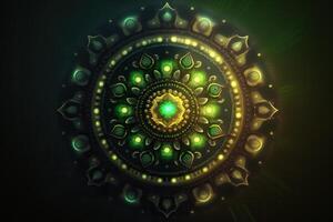 verde mandala ai generado foto