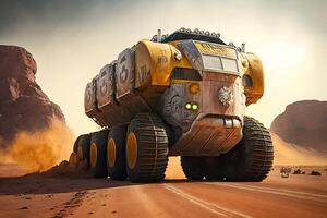 truck in the desert, illustration photo