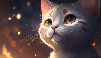 ilustración de un dibujos animados gato, ai generado foto