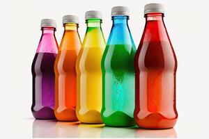 illustration of colored soda bottles, white background photo