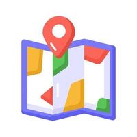 Tri Fold chart with location pointer, trendy icon of map location vector