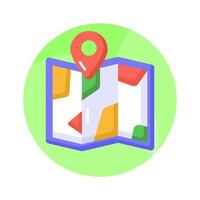 Tri Fold chart with location pointer, trendy icon of map location vector