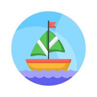 un velero icono representa un barco propulsado por el viento utilizando un navegar, moderno vector de paseo en barco