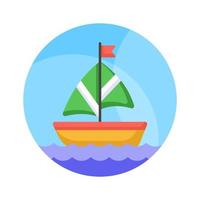 A sailboat icon represents a boat propelled by the wind using a sail, modern vector of boating