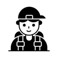 A person wearing cap and backpack denoting vector of traveler in modern style