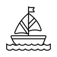 A sailboat icon represents a boat propelled by the wind using a sail, modern vector of boating