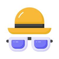 Grab this amazing icon of hat and glasses in trendy style, beach accessories vector design