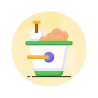 Sand bucket icon represents a small pail used for carrying and playing with sand at the beach or in a sandbox vector