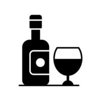 un clásico vino botella y vaso icono, representando relajación, sofisticación, y socializando terminado un vaso de vino vector