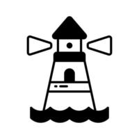 A tower containing a beacon light to warn or guide ships at sea, well designed icon of lighthouse vector