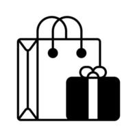 regalo cesto icono representar un decorativo cesta o caja lleno con varios elementos, por lo general dado como un presente para especial ocasiones vector