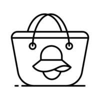 beautifully designed icon of beach bag shows a bag or tote used for carrying essentials to the beach such as sunscreen, towels, and snacks vector