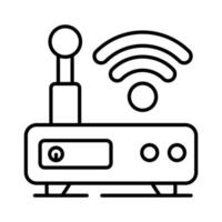 An icon of wifi router shows networking device that enables wireless communication between electronic devices and the internet vector