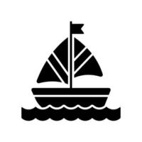 A sailboat icon represents a boat propelled by the wind using a sail, modern vector of boating