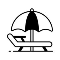 An icon of sunbed represents tanning or relaxation in the sun, premium vector design