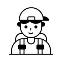 A person wearing cap and backpack denoting vector of traveler in modern style