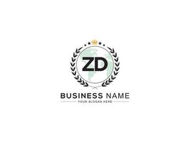 Creative Zd Royal Logo, Minimalist ZD Logo Letter Crown Design For You vector