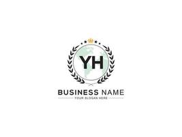 Monogram Yh Royal Logo, Unique YH Logo Letter Vector Crown Icon Design