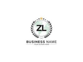 Creative Zl Royal Logo, Minimalist ZL Logo Letter Crown Design For You vector