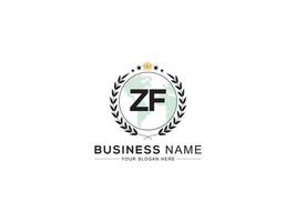 creativo zf real logo, minimalista zf logo letra corona diseño para usted vector