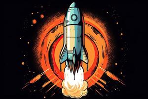 el vuelo de un astronave dentro espacio más allá el la tierra orbita, generativo ai. foto