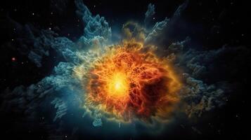 The birth of a star in space, the birth and expansion of space, gas dust clouds of the nebula. photo
