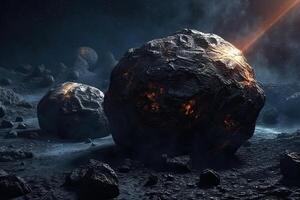 Stones of meteorites, asteroids on the surface of the planet, . photo