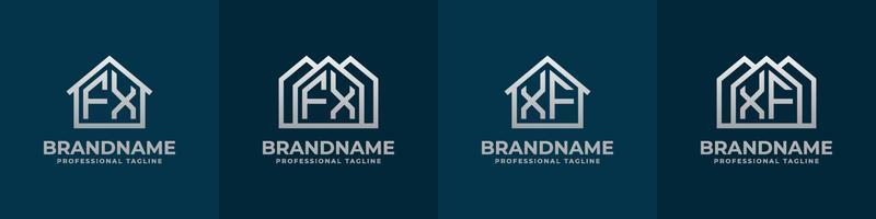 Letter FX and XF Home Logo Set. Suitable for any business related to house, real estate, construction, interior with FX or XF initials. vector