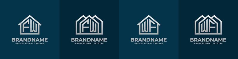 Letter FW and WF Home Logo Set. Suitable for any business related to house, real estate, construction, interior with FW or WF initials. vector