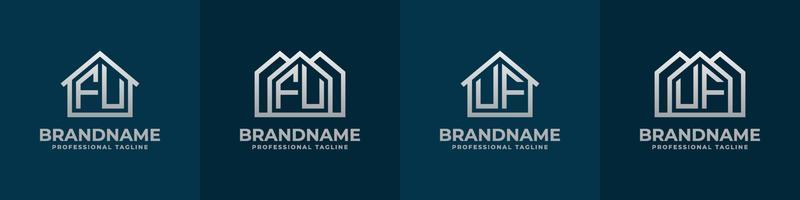 Letter FU and UF Home Logo Set. Suitable for any business related to house, real estate, construction, interior with FU or UF initials. vector