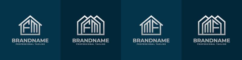 Letter FM and MF Home Logo Set. Suitable for any business related to house, real estate, construction, interior with FM or MF initials. vector